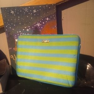 Blue And Green Striped Kate Spade Tablet/Laptop Travel Bag